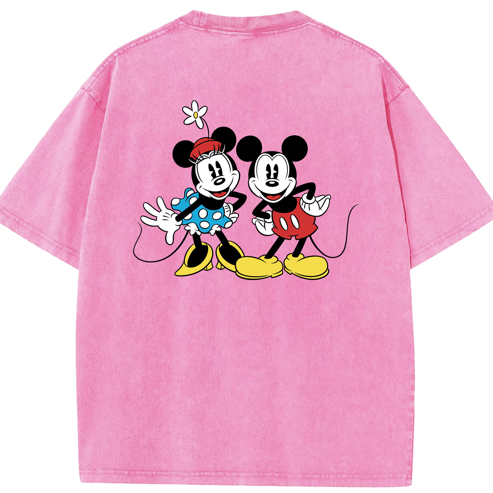 （画像用） ミッキーマウス Mickey Mouse 綿100% ヴィンテージ風 半袖Tシャツ（背面プリント）